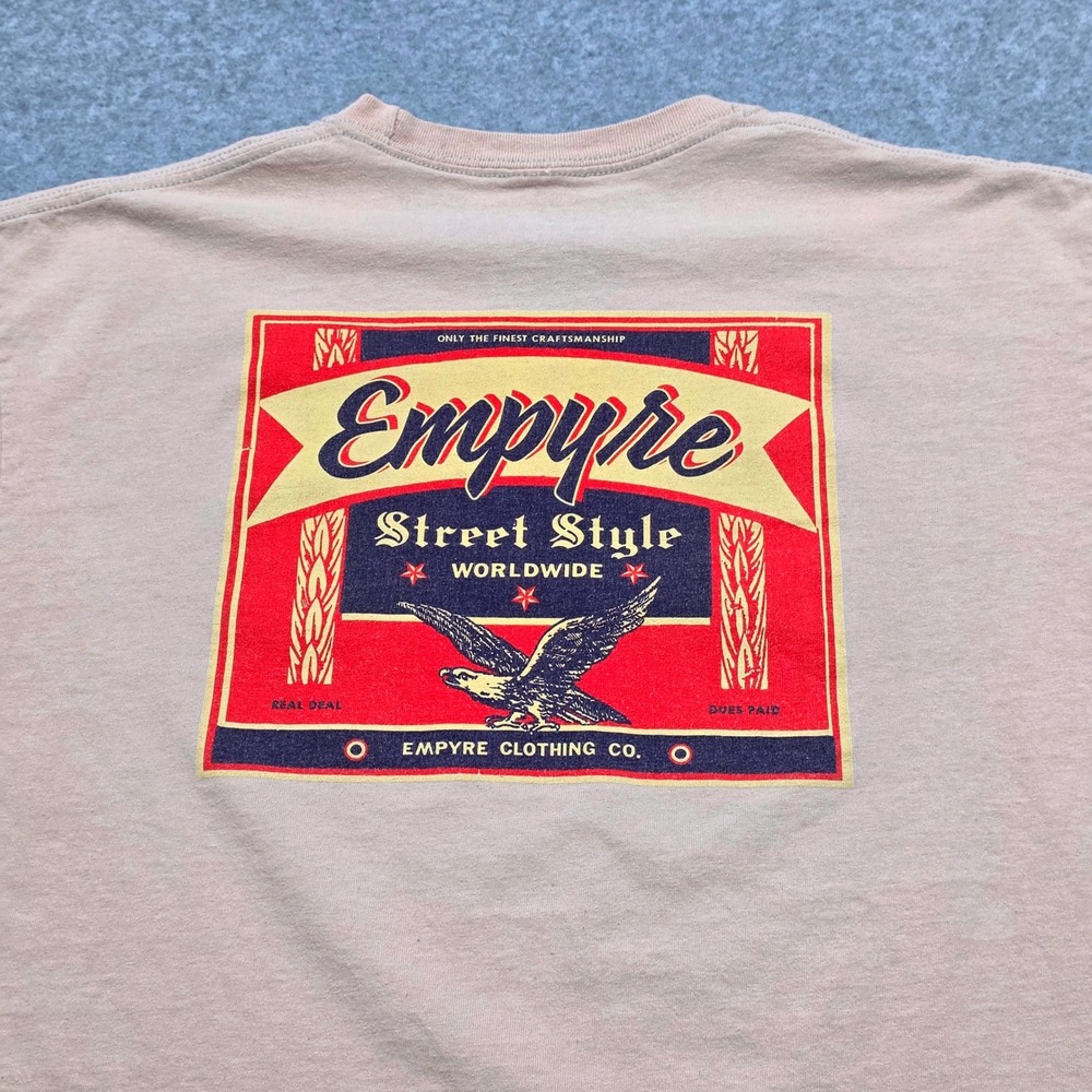 EMPYRE Men's Large Peach‎ Graphic T-Shirt Street Style Eagle Logo Short Sleeve - Picture 6 of 11